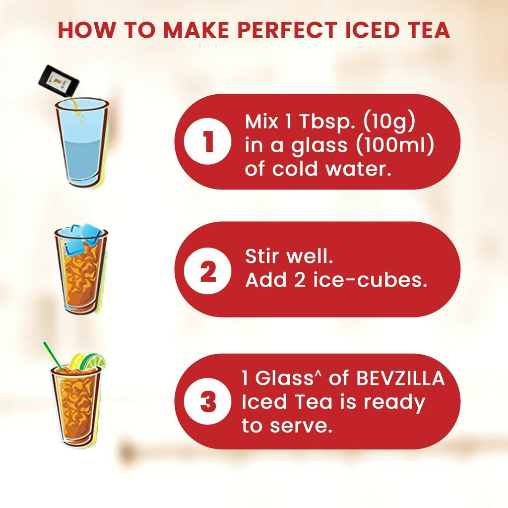 Bevzilla Instant Iced Tea Powder - Assorted 10 Flavours | Grocsy