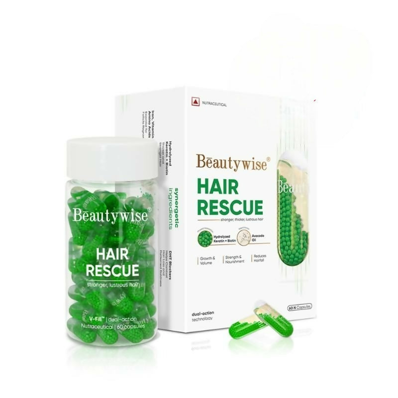 Beautywise Hair Rescue - Keratin & Biotin in Avocado Oil - Dual-Action Capsules | Grocsy