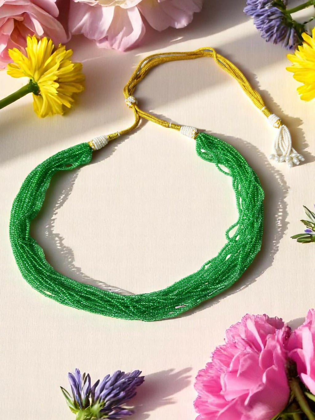 Inhanns Crystal Beads Luxe Edition – Multi-Layered Necklace - Light Green | Grocsy