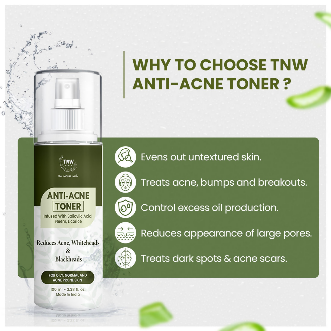 The Natural Wash Anti-Acne Toner With Salicylic Acid | Grocsy