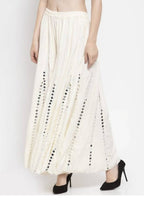 Mominos Fashion Moeza Reyon Cotton White Color Mirror Work Palazzo | Grocsy