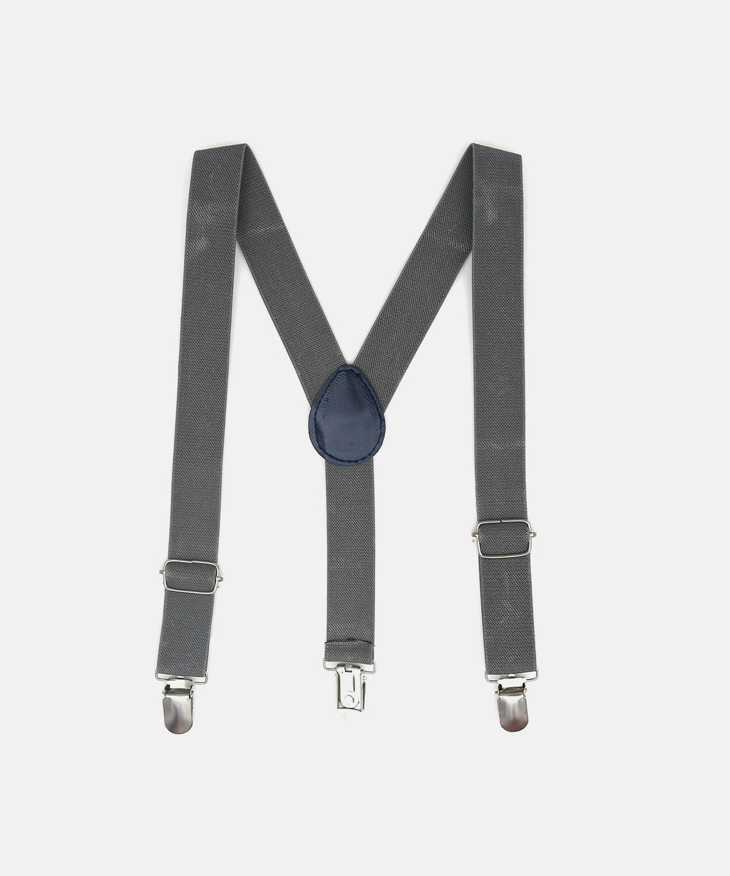 Manet Boys Solid Suspenders - Grey | Grocsy
