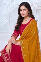 Anaita Pink Anarkali Readymade Suit with Embroidery Work | Grocsy