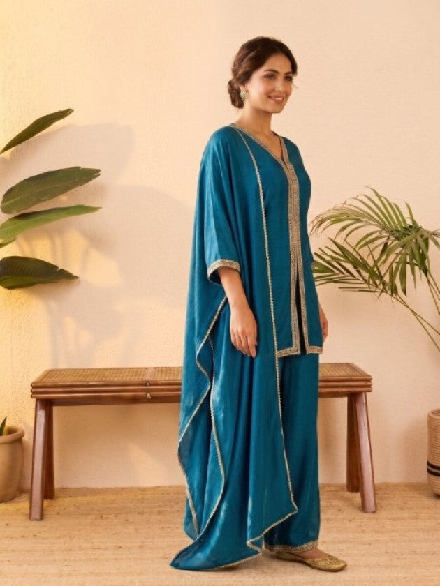 Anaita Teal Stylish Readymade Co-Ords Set | Grocsy