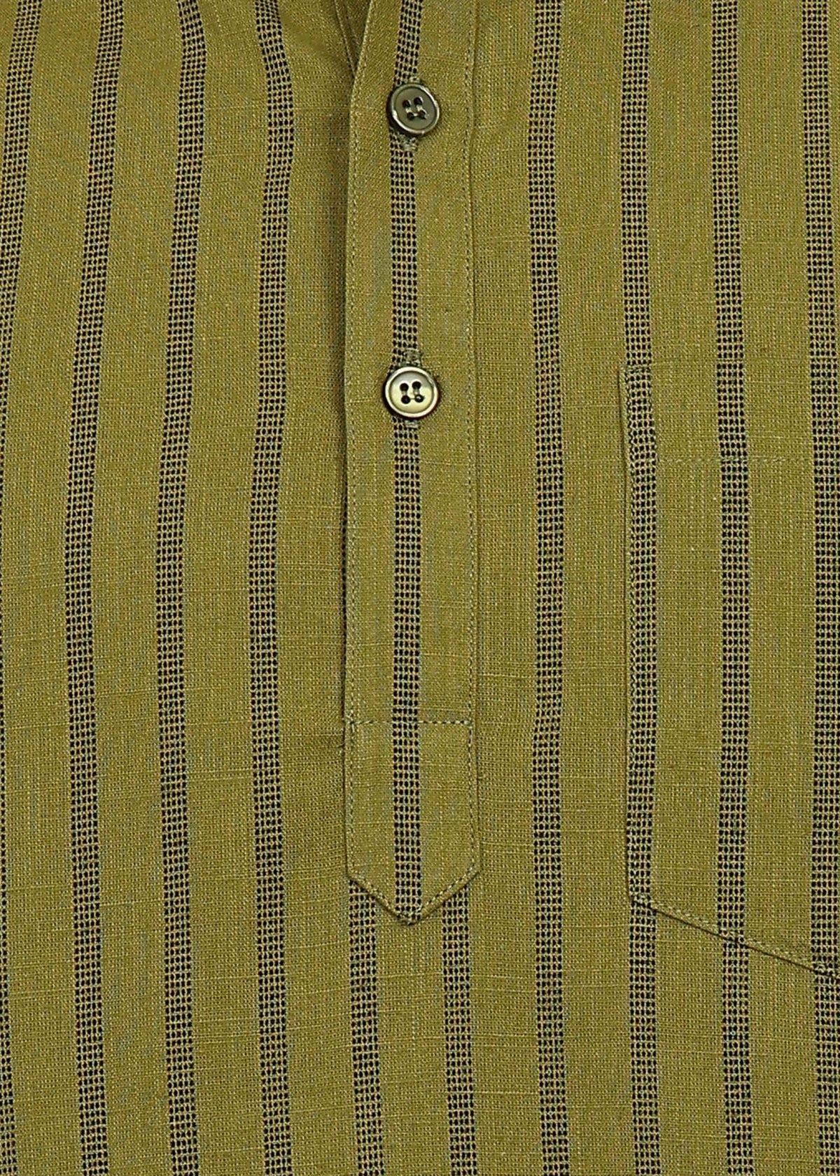 Fabmade Olive Stripe Linen Kurta | Grocsy
