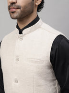 Even Apparels Men's Cream Pure Wool Nehru Jacket | Grocsy
