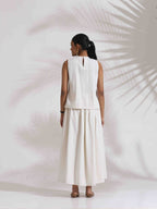 trueBrowns Off-White Cotton Skirt Co-ord Set | Grocsy