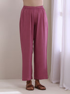 trueBrowns Onion Pink Dobby Anarkali Pant Set | Grocsy