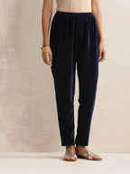 trueBrowns Blue Velvet Kurta Co-ord Set | Grocsy