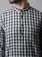 Even Apparels Multi Pure Cotton Kurta With Band Collar | Grocsy