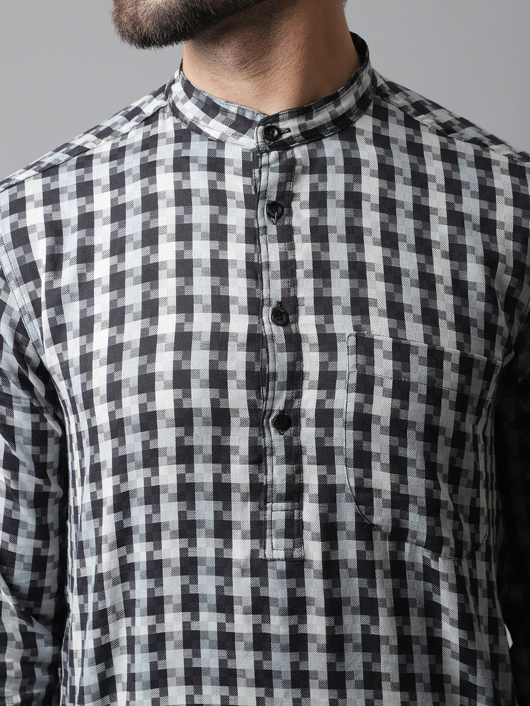 Even Apparels Multi Pure Cotton Kurta With Band Collar | Grocsy