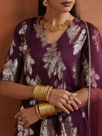 trueBrowns Purple Metallic Sharara Dupatta Set | Grocsy
