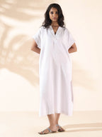 trueBrowns White Cotton Oversized Dress | Grocsy