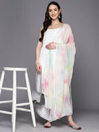 Ahalyaa Floral Embroidered Gotta Patti Pure Cotton Kurta With Palazzos & Dupatta | Grocsy