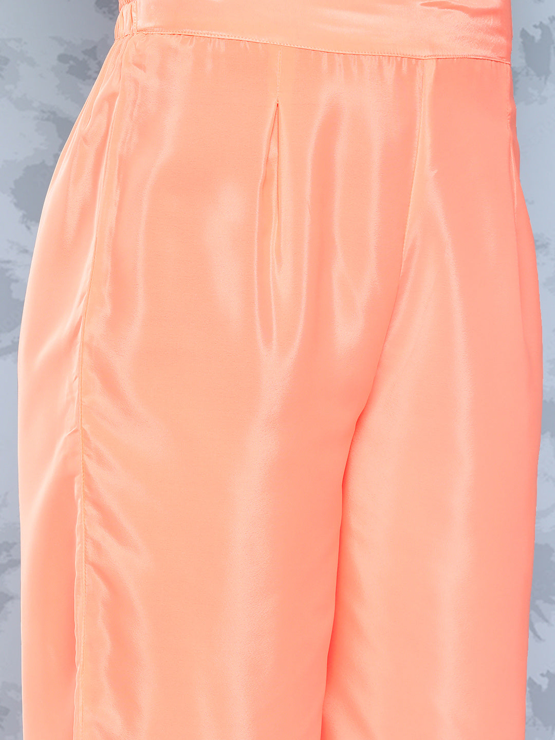 InWeave Women's Peach Tiered Kurta Set With White Pink Lotus Cr Dupatta | Grocsy