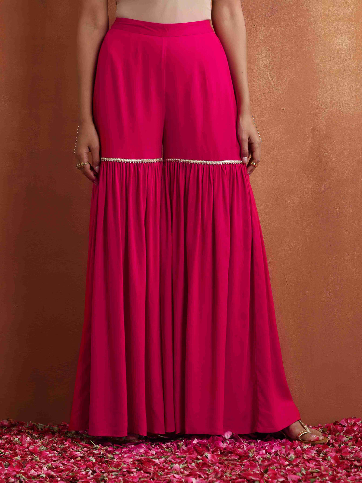 trueBrowns Red Print Sharara Set | Grocsy