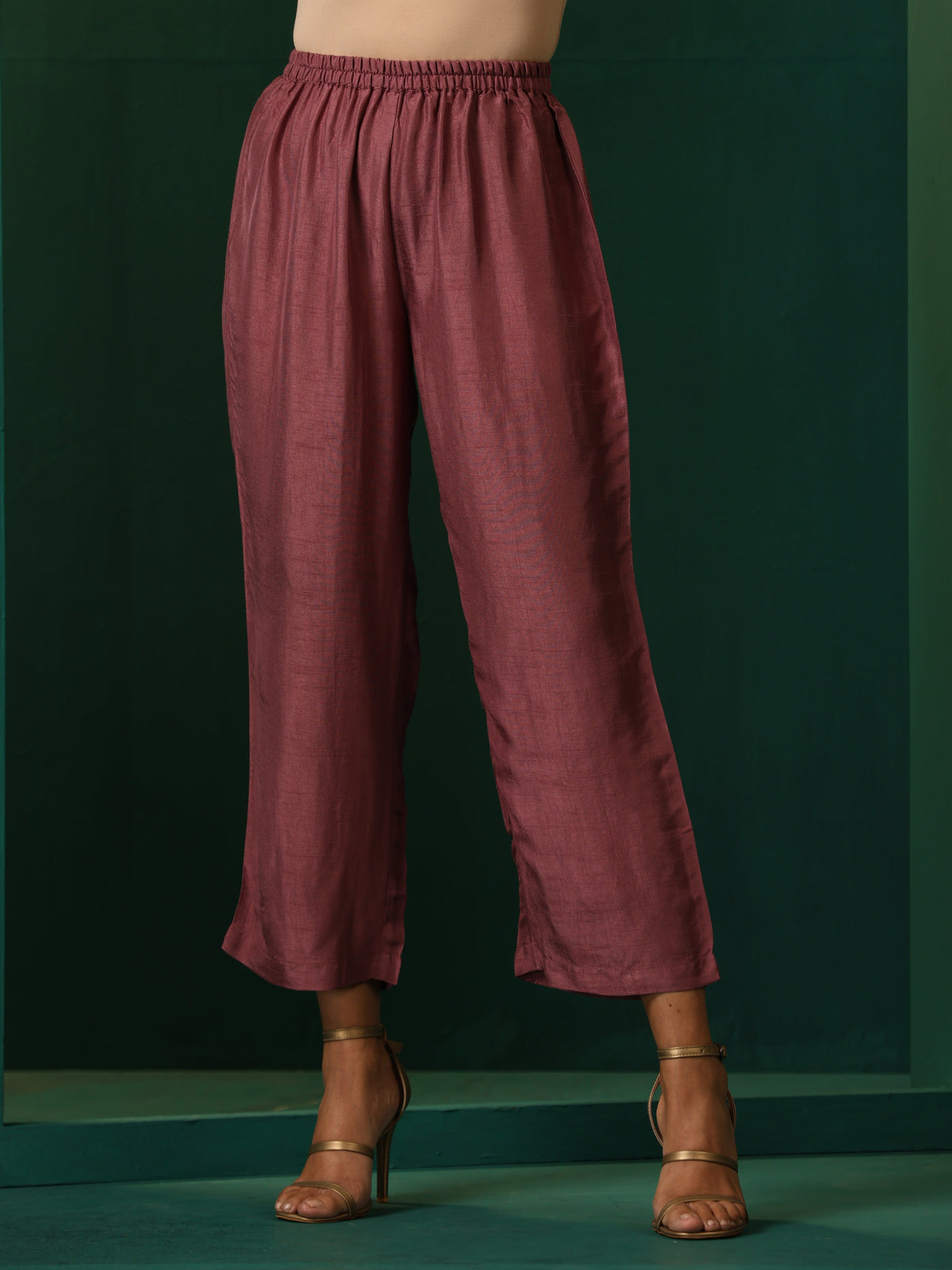 trueBrowns Light Mauve Silk Front Pleat Co-ord Set | Grocsy