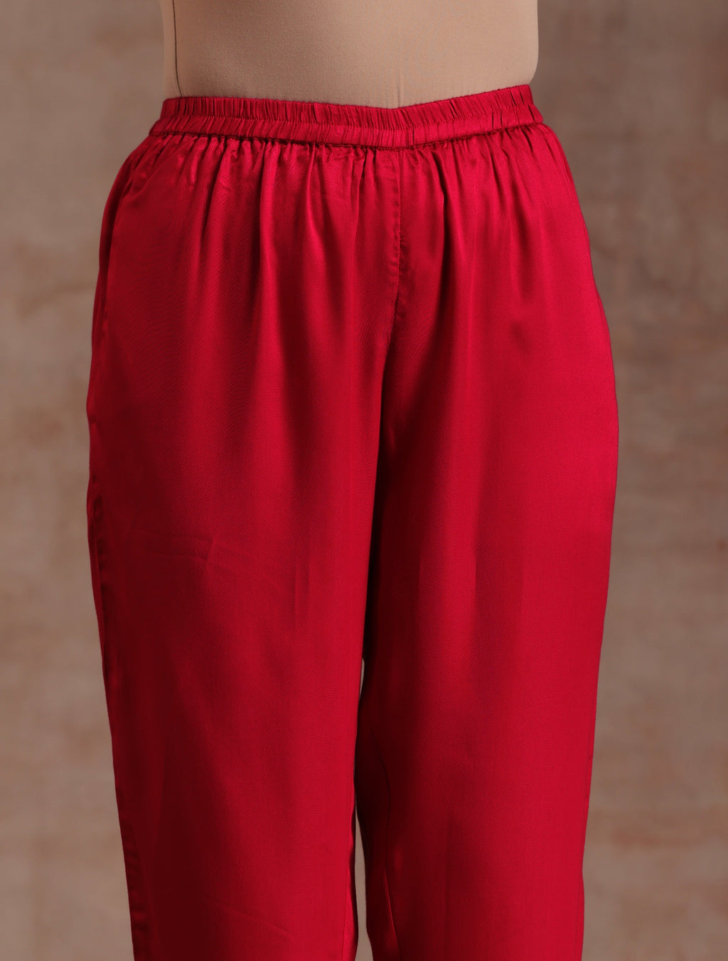 trueBrowns Red Modal Satin Oversized Round Co-Ord Set | Grocsy