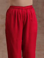 trueBrowns Red Modal Satin Oversized Round Co-Ord Set | Grocsy