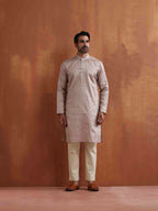 trueBrowns Men's Beige Sequin Chanderi Kurta | Grocsy