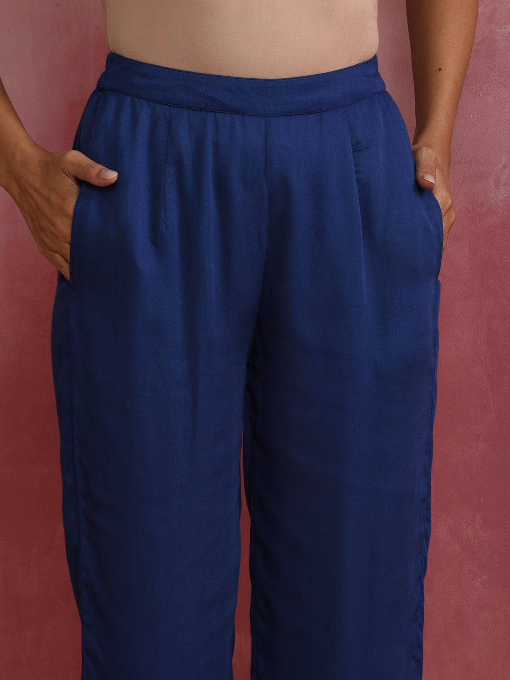 trueBrowns Blue Modal Flared Kurta Co-ord Set | Grocsy