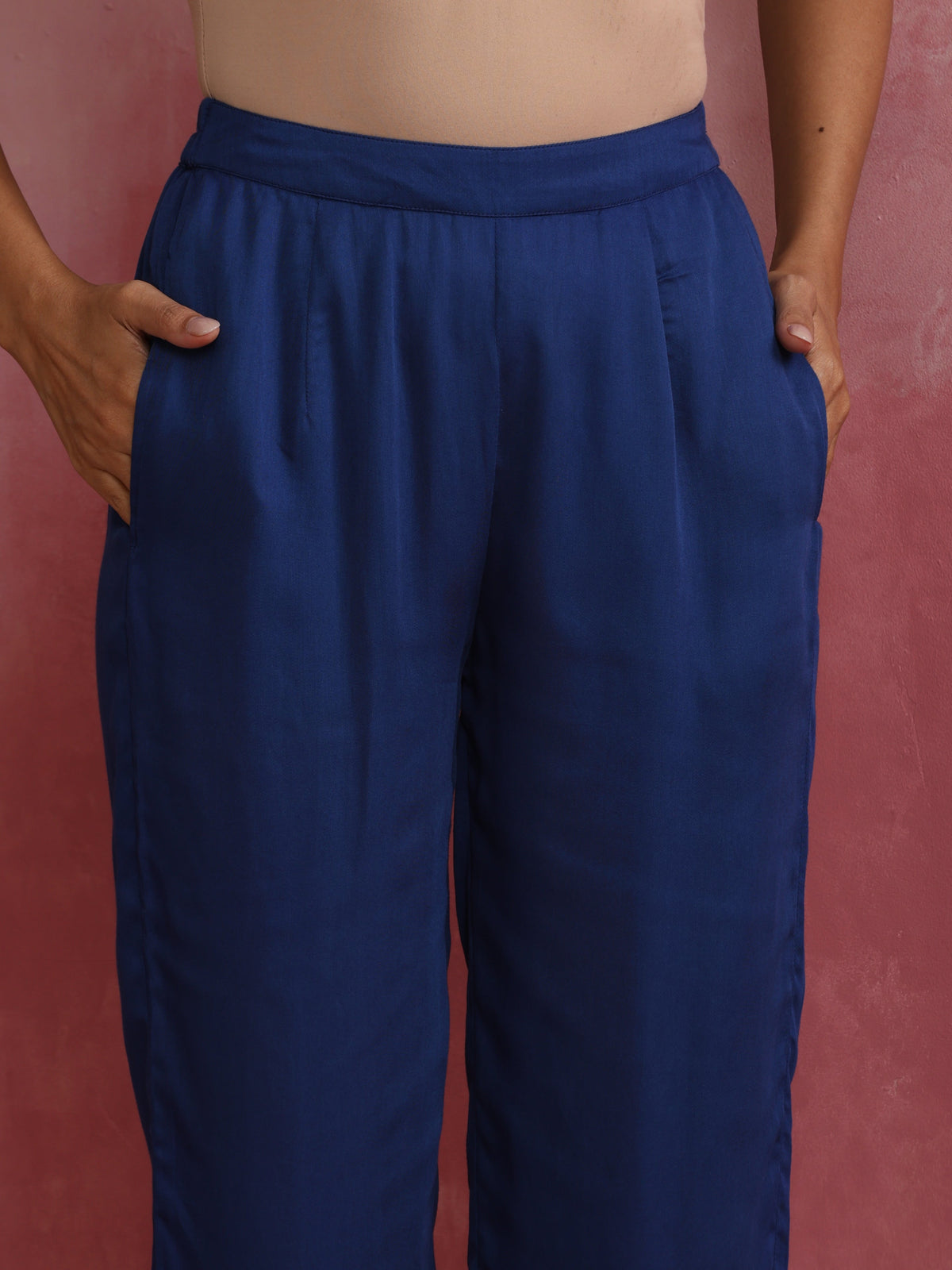 trueBrowns Blue Modal Flared Kurta Co-ord Set | Grocsy