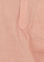 Fabmade Men’S Peach Linen Short Kurta | Grocsy