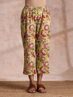 trueBrowns Red Overall Floral On White Cotton Block Print Kurta Pant Set | Grocsy