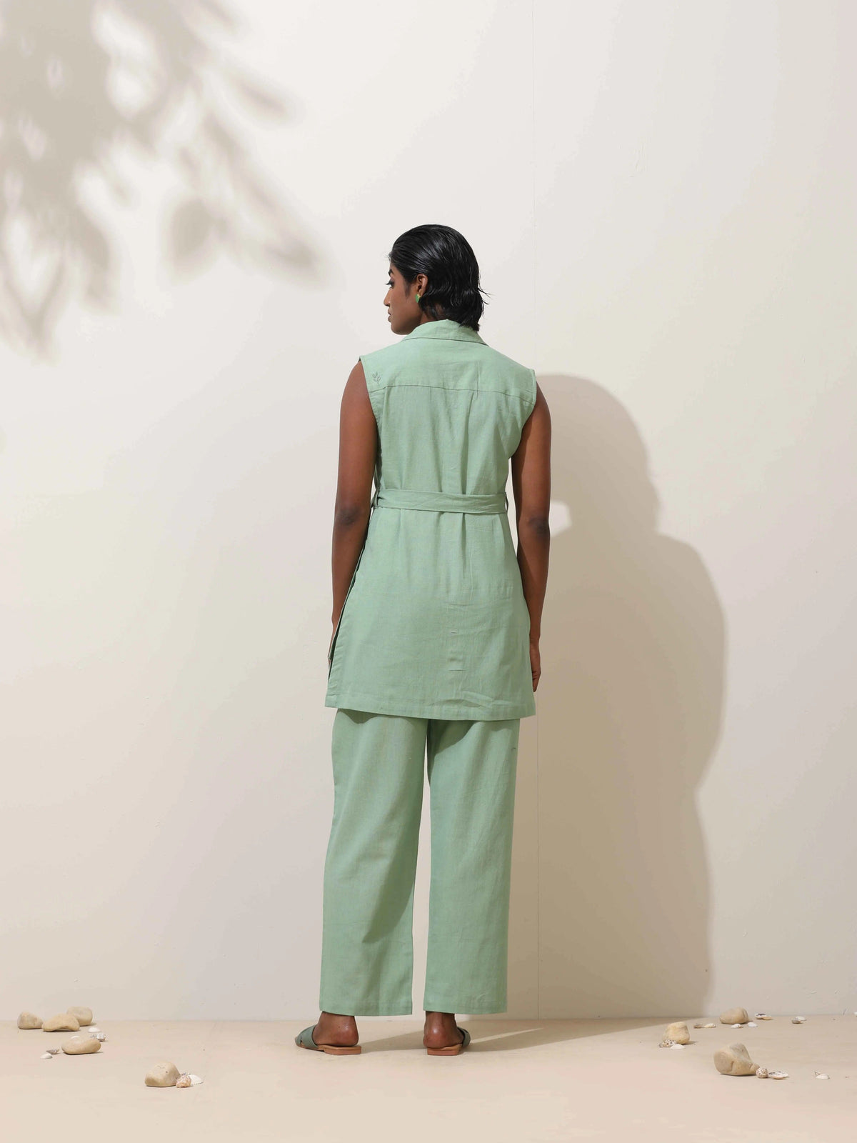 trueBrowns Mint Green Cotton Linen Co-Ord Set | Grocsy