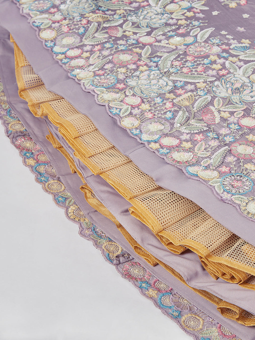 House of Panchhi Mauve Chiffon Sequins And Thread Embroidery Lehenga Choli & Dupatta | Grocsy