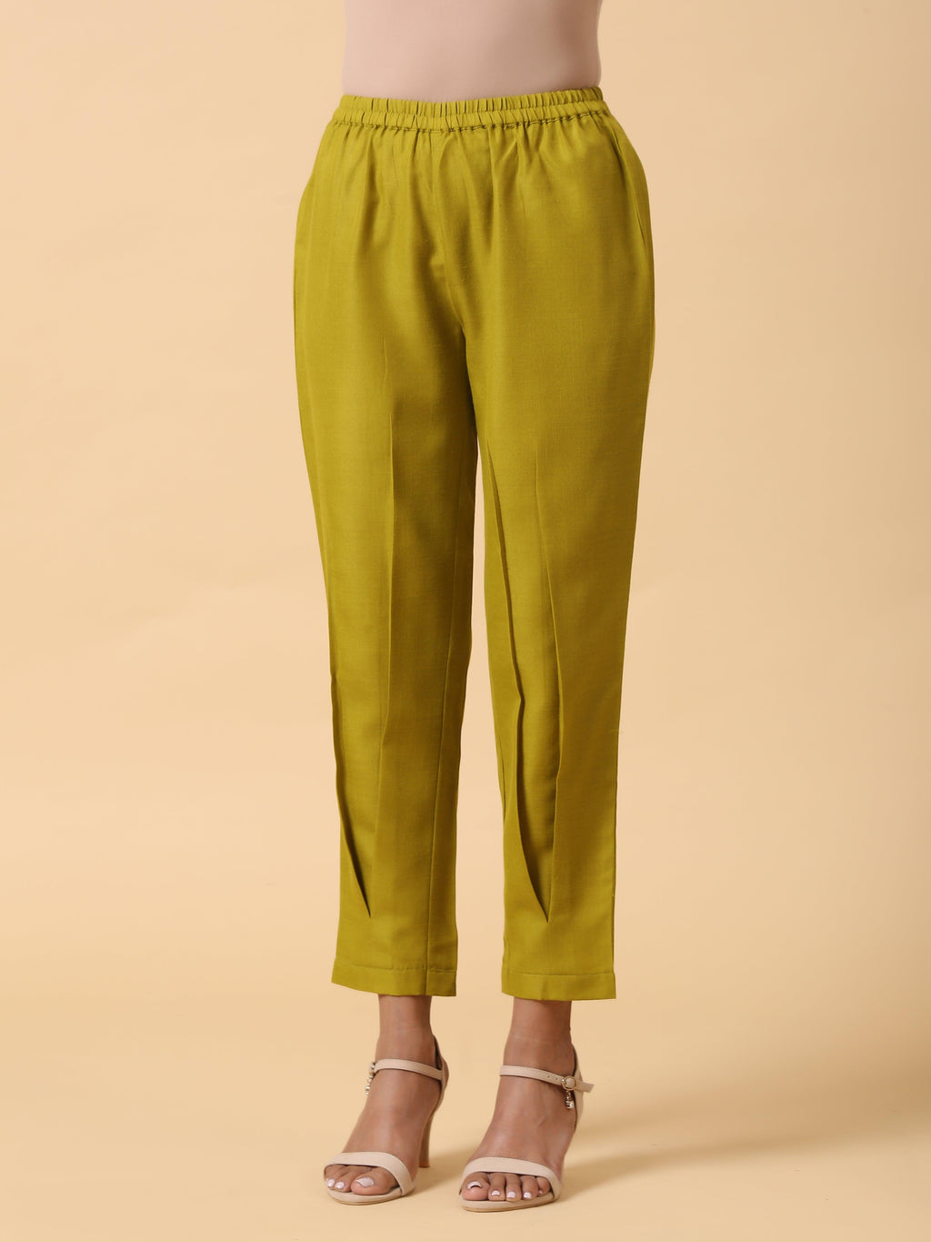 trueBrowns Cotton Linen Lime Green Pleated Co-Ord Set | Grocsy