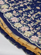 House of Panchhi Navy Blue Pure Georgette Sequins And Thread Embroidery Lehenga Choli & Dupatta | Grocsy