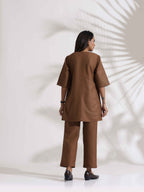 trueBrowns Brown Slub Co-ord Set | Grocsy