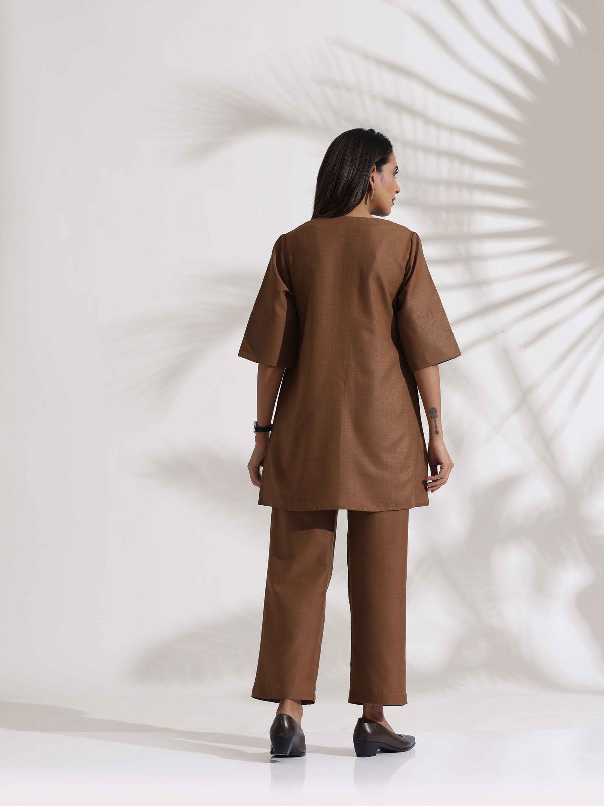 trueBrowns Brown Slub Co-ord Set | Grocsy