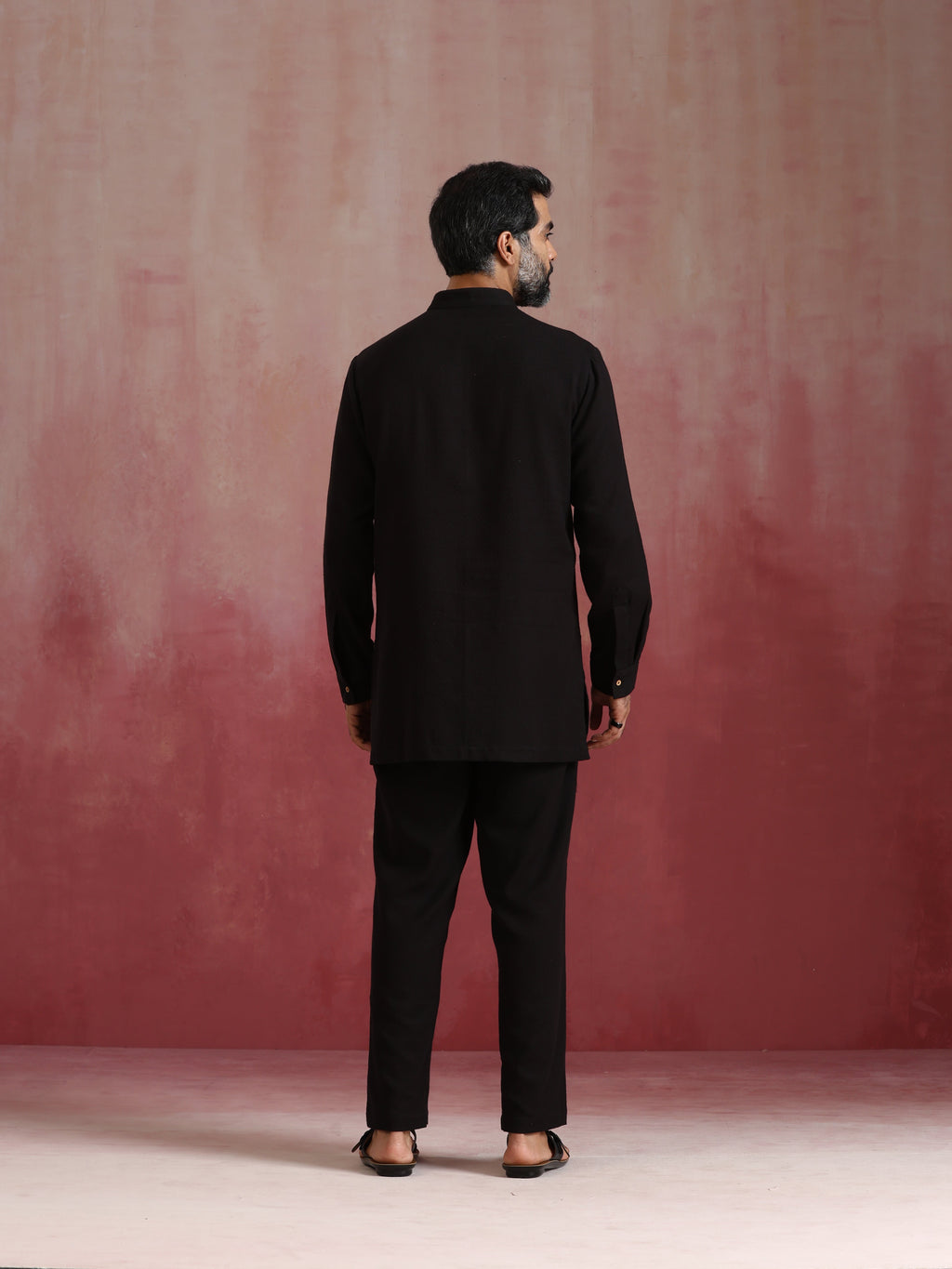 trueBrowns Men's Black Cotton Dobby Kurta Co-ord Set | Grocsy