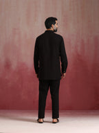 trueBrowns Men's Black Cotton Dobby Kurta Co-ord Set | Grocsy