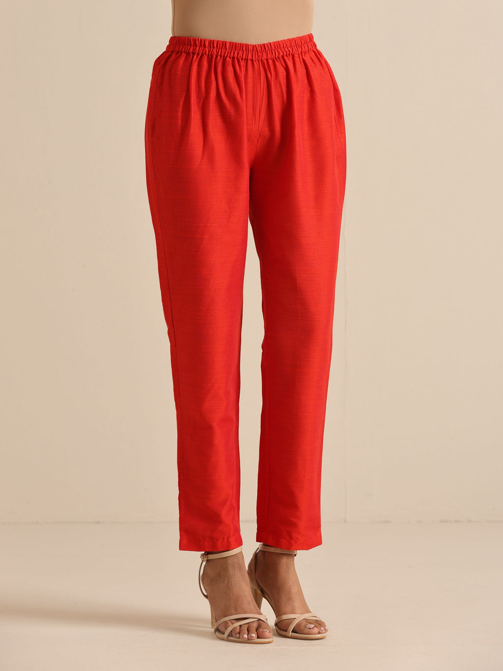 trueBrowns Orange Dupion Blend Angrakha Kurta Pant Set | Grocsy