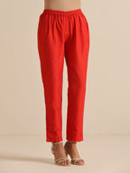 trueBrowns Orange Dupion Blend Angrakha Kurta Pant Set | Grocsy