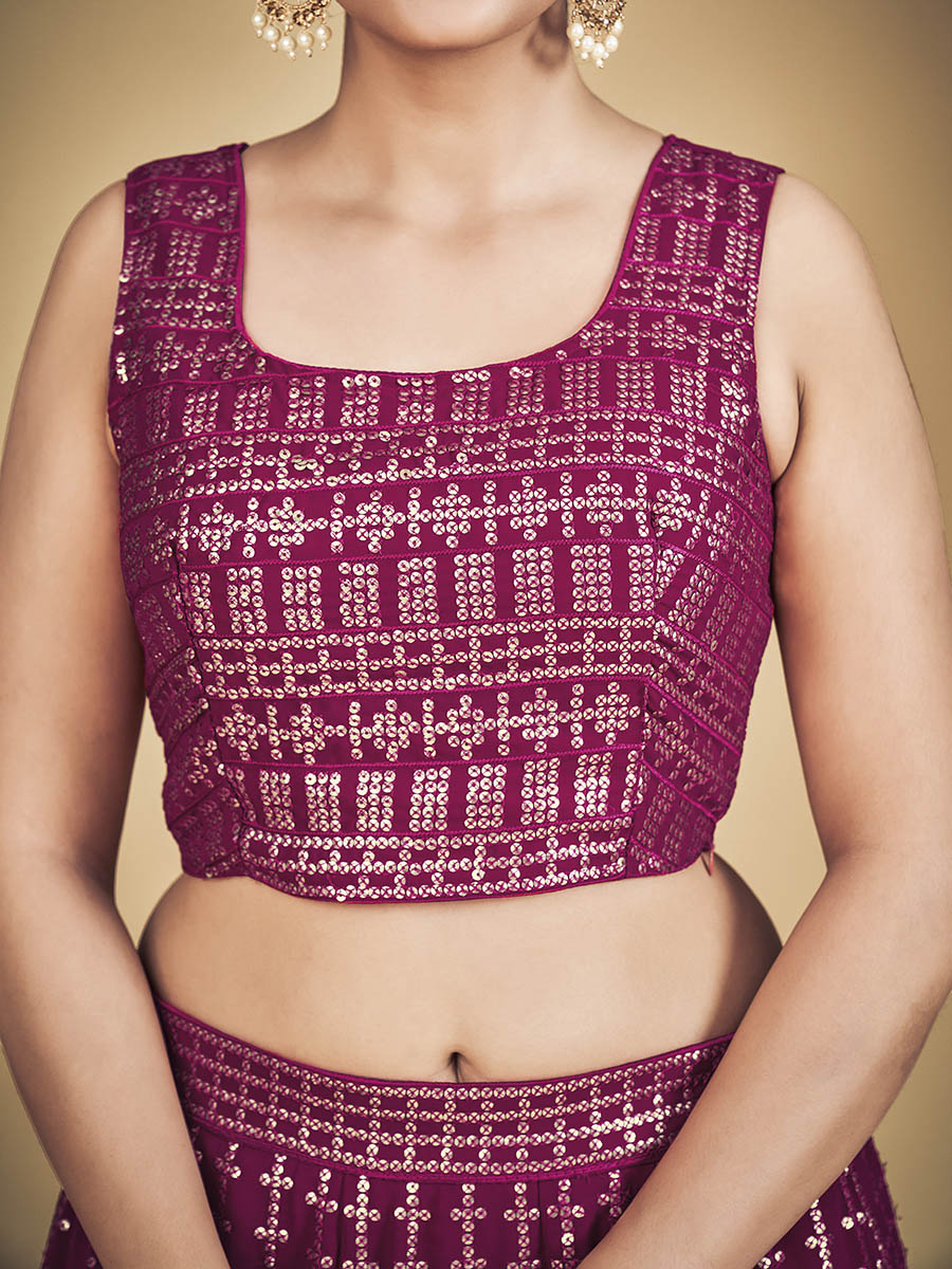 Myra Pink Georgette Real Georgette Lehenga Choli | Grocsy