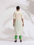 trueBrowns Off-White Cotton Floral Embroidered Straight Kurta Set | Grocsy