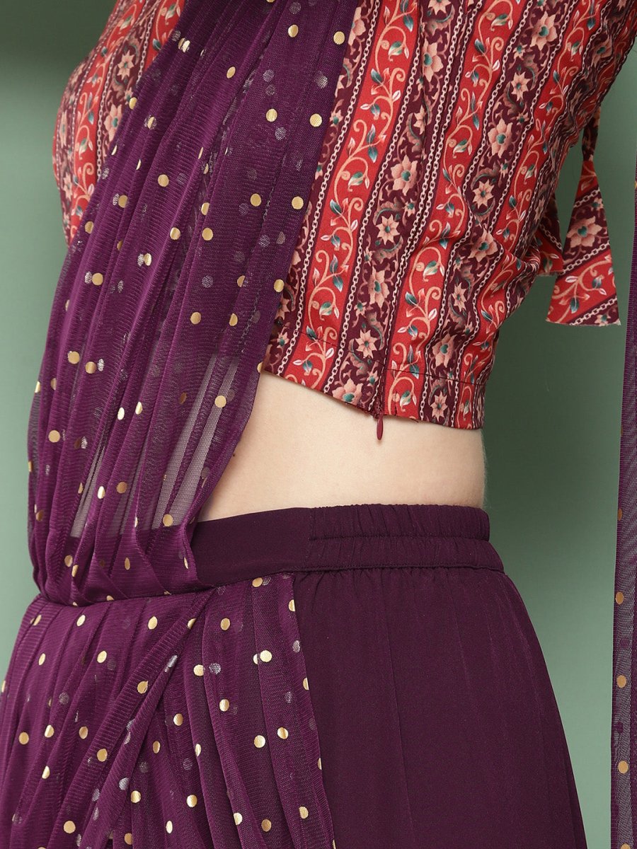 Ahalyaa Printed Ethnic Co-Ords with Draped Dupatta | Grocsy