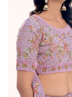 Myra Lilac Soft Net Embroidered Designer Lehenga Choli | Grocsy