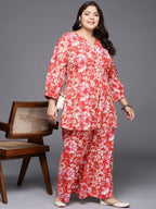Ahalyaa Women Plus Size Printed Cotton Tunic with Palazzos | Grocsy