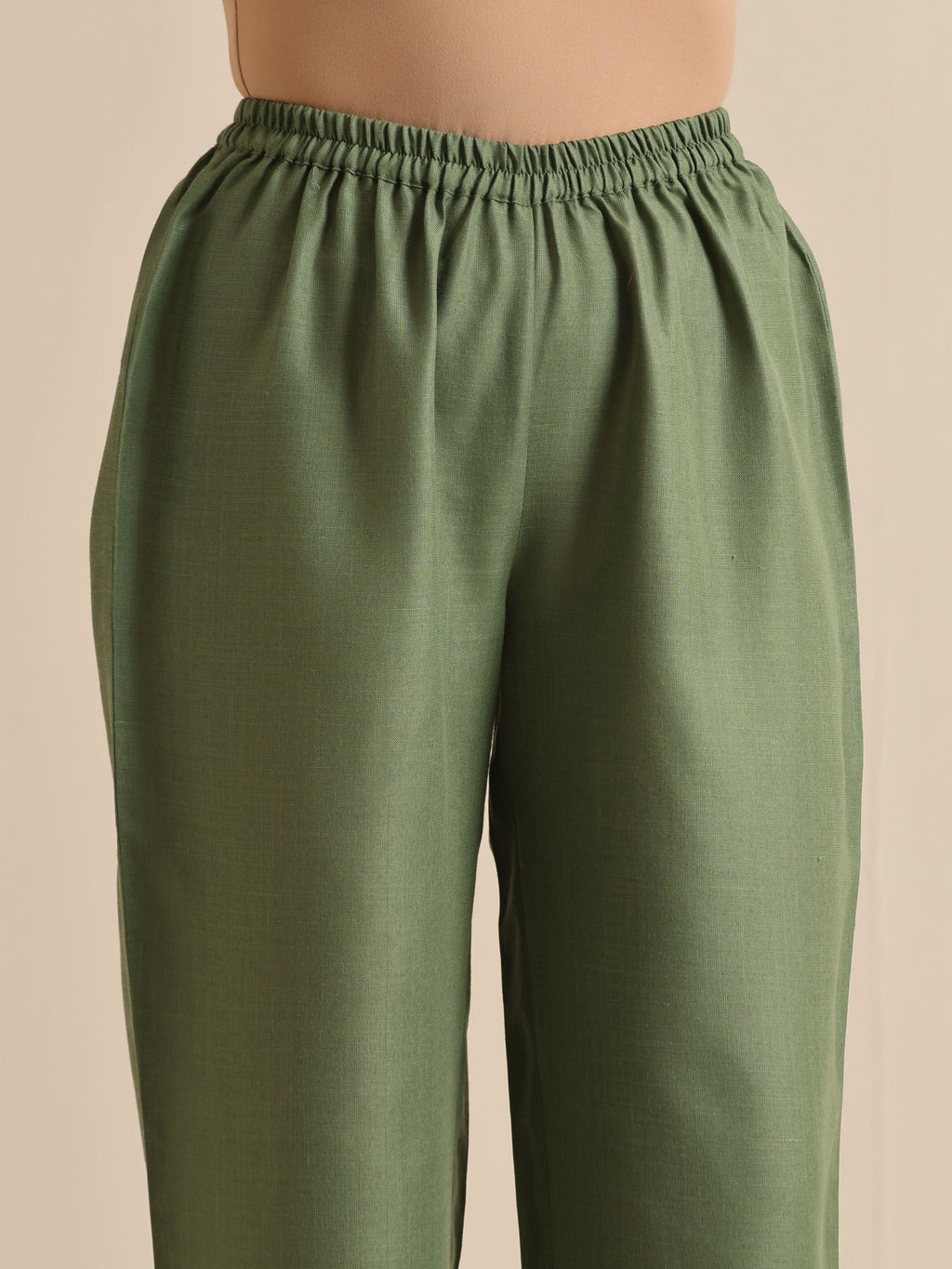 trueBrowns Olive Green Slub Relaxed Placket Co-Ord Set | Grocsy