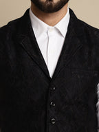 Even Apparels Men's Black Waistcoat with Notched Lapel | Grocsy