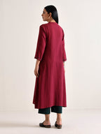trueBrowns Maroon Placket Kurta Pant Set | Grocsy