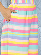 Ahalyaa Striped Empire Gotta Patti Kurta With Palazzos | Grocsy