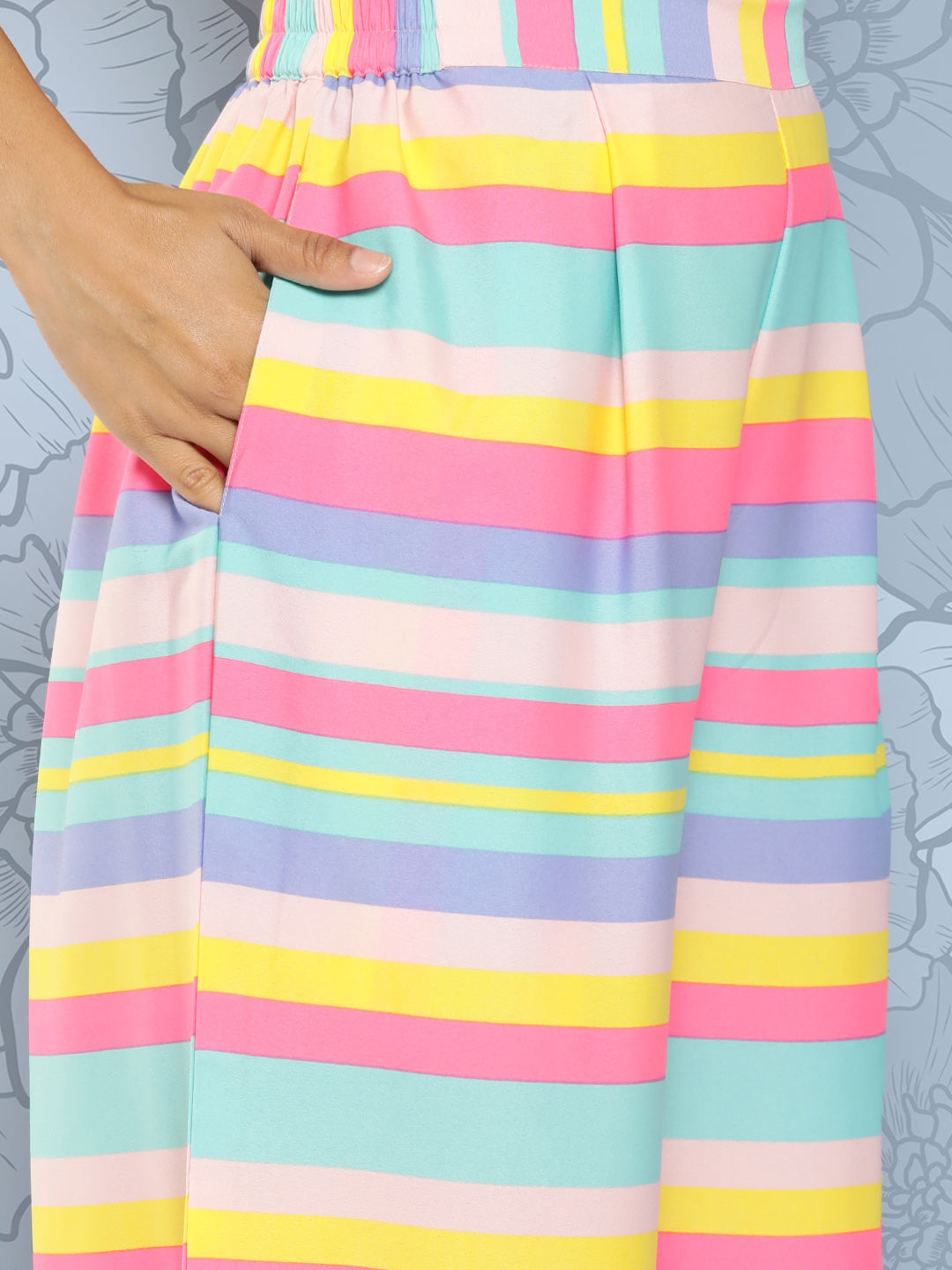 Ahalyaa Striped Empire Gotta Patti Kurta With Palazzos | Grocsy