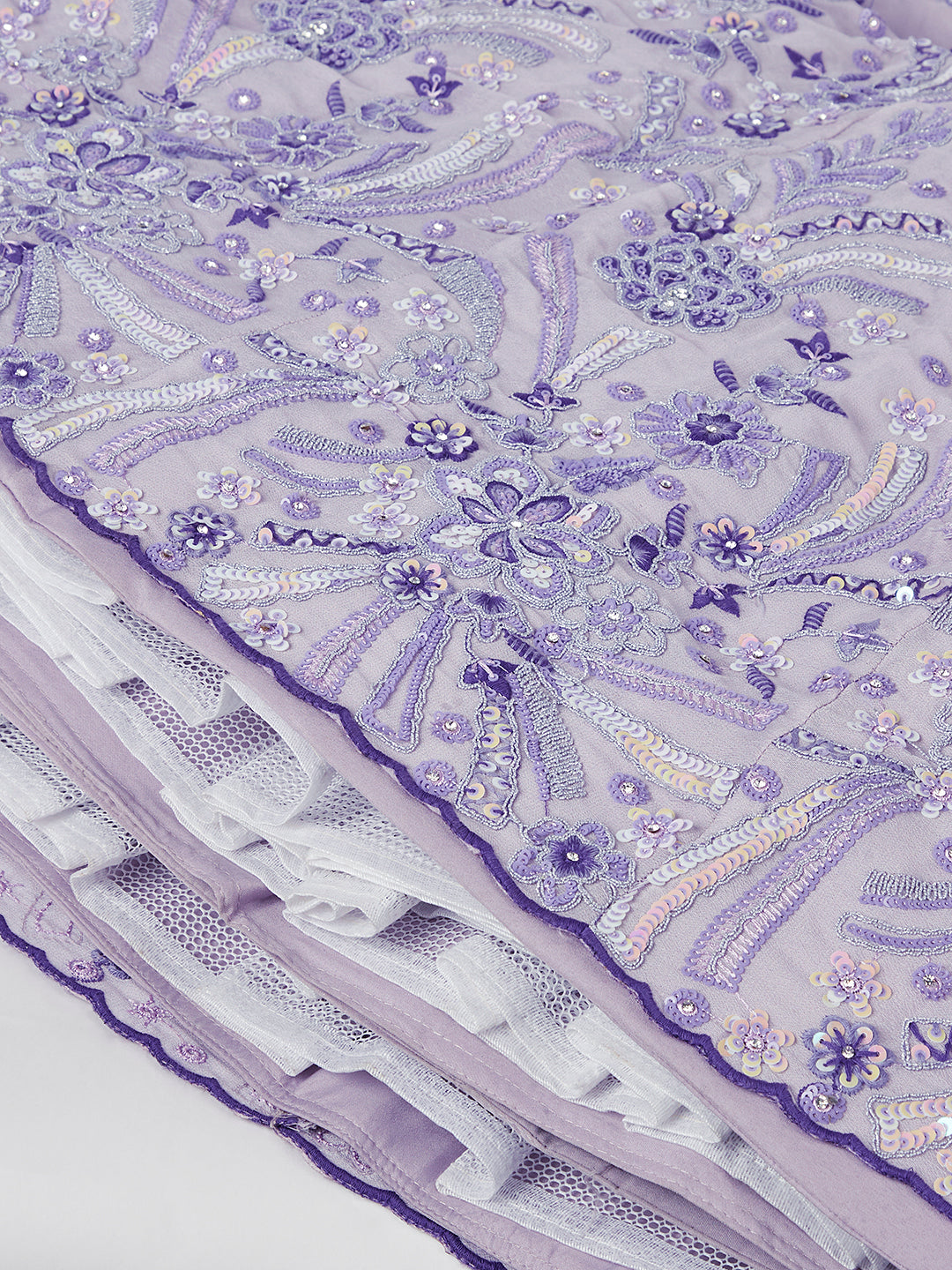 House of Panchhi Lavender Georgette Sequins And Thread Embroidery Lehenga Choli & Dupatta | Grocsy