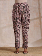trueBrowns Black Floral Overall Bagru Print Cotton Pant Suit Set | Grocsy